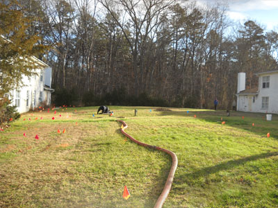 Photo of new septic system dbox and line installation on a residential property by Statewide Environmental Services LLC
